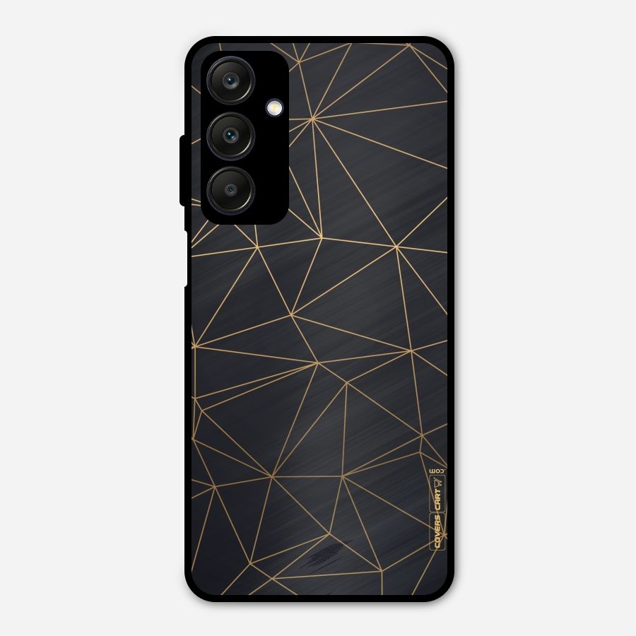 Black Golden Lines Metal Back Case for Galaxy A25 5G