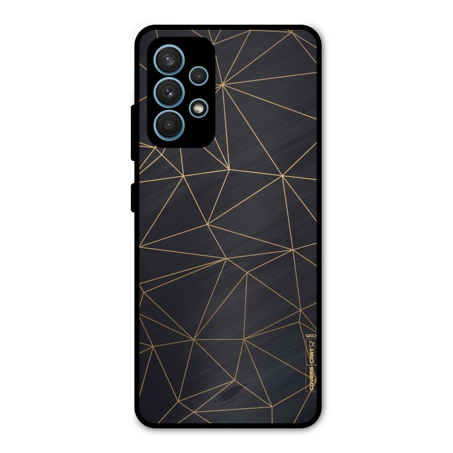 Black Golden Lines Metal Back Case for Galaxy A32