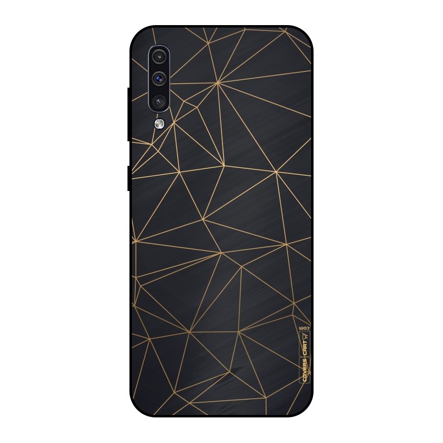 Black Golden Lines Metal Back Case for Galaxy A50s