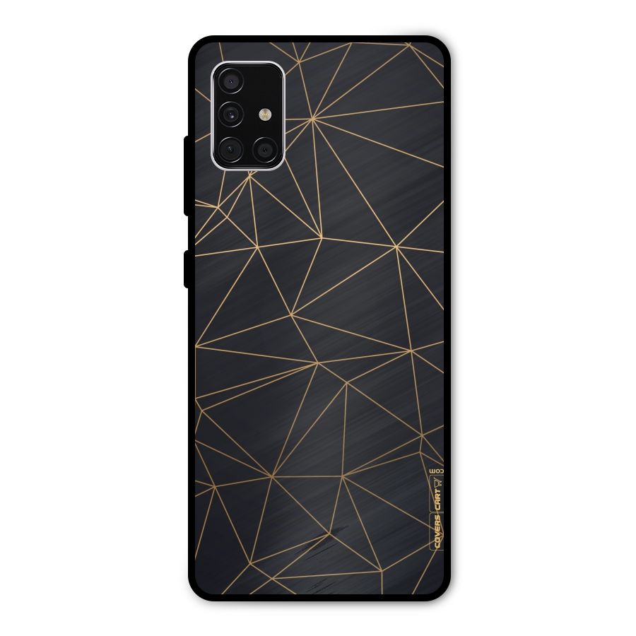 Black Golden Lines Metal Back Case for Galaxy A51