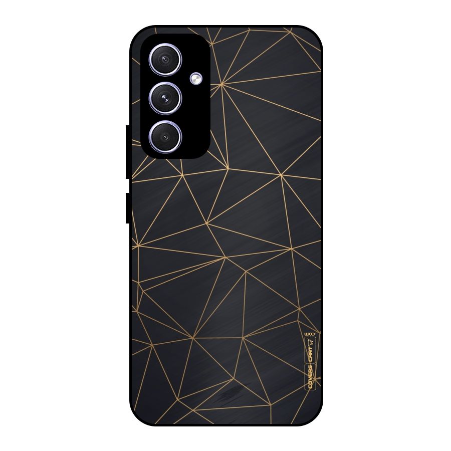 Black Golden Lines Metal Back Case for Galaxy A54