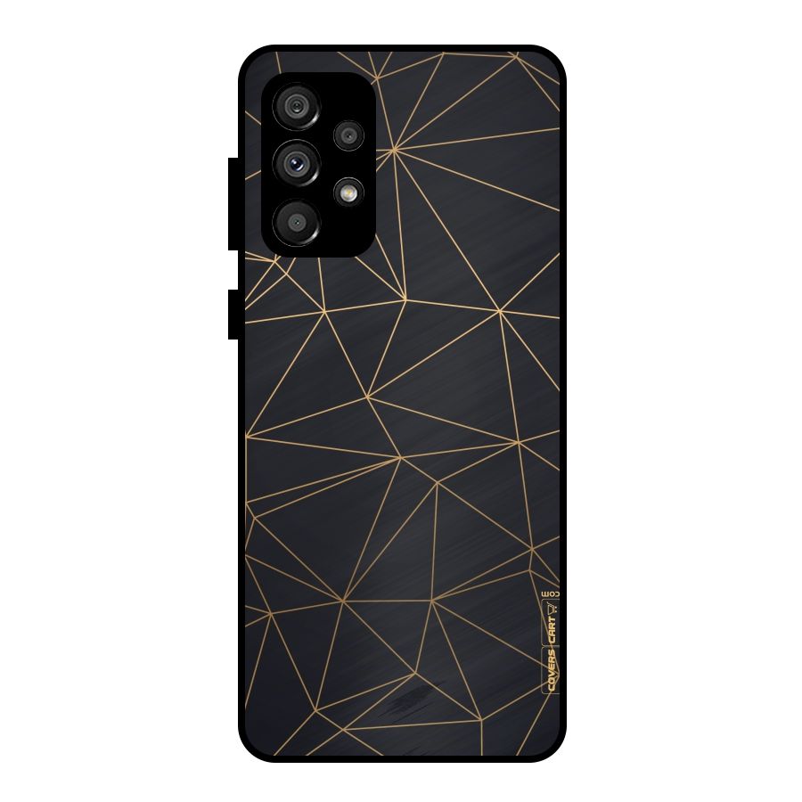 Black Golden Lines Metal Back Case for Galaxy A73 5G