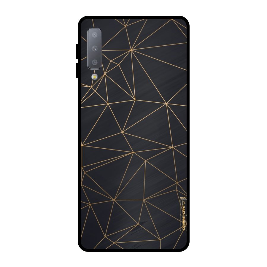 Black Golden Lines Metal Back Case for Galaxy A7 (2018)