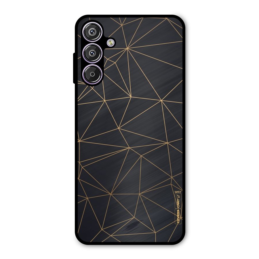 Black Golden Lines Metal Back Case for Galaxy F15