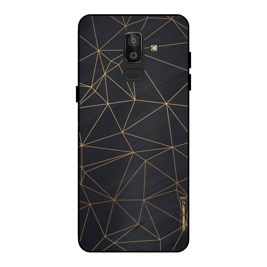 Black Golden Lines Metal Back Case for Galaxy J8