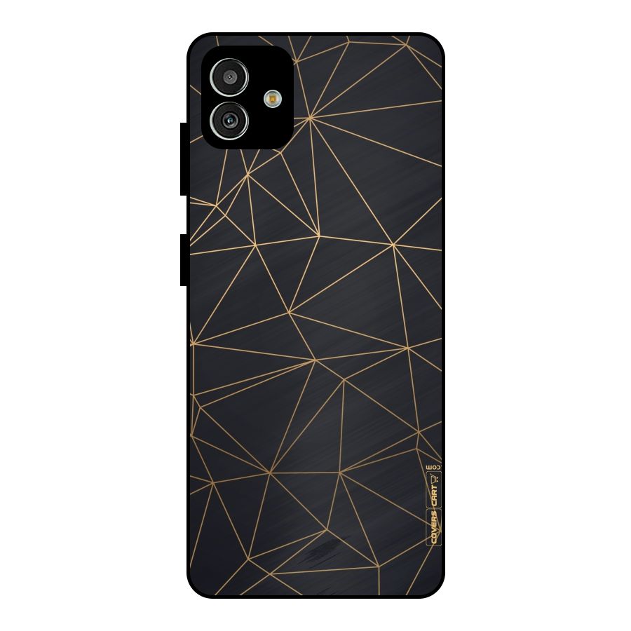 Black Golden Lines Metal Back Case for Galaxy M13 5G