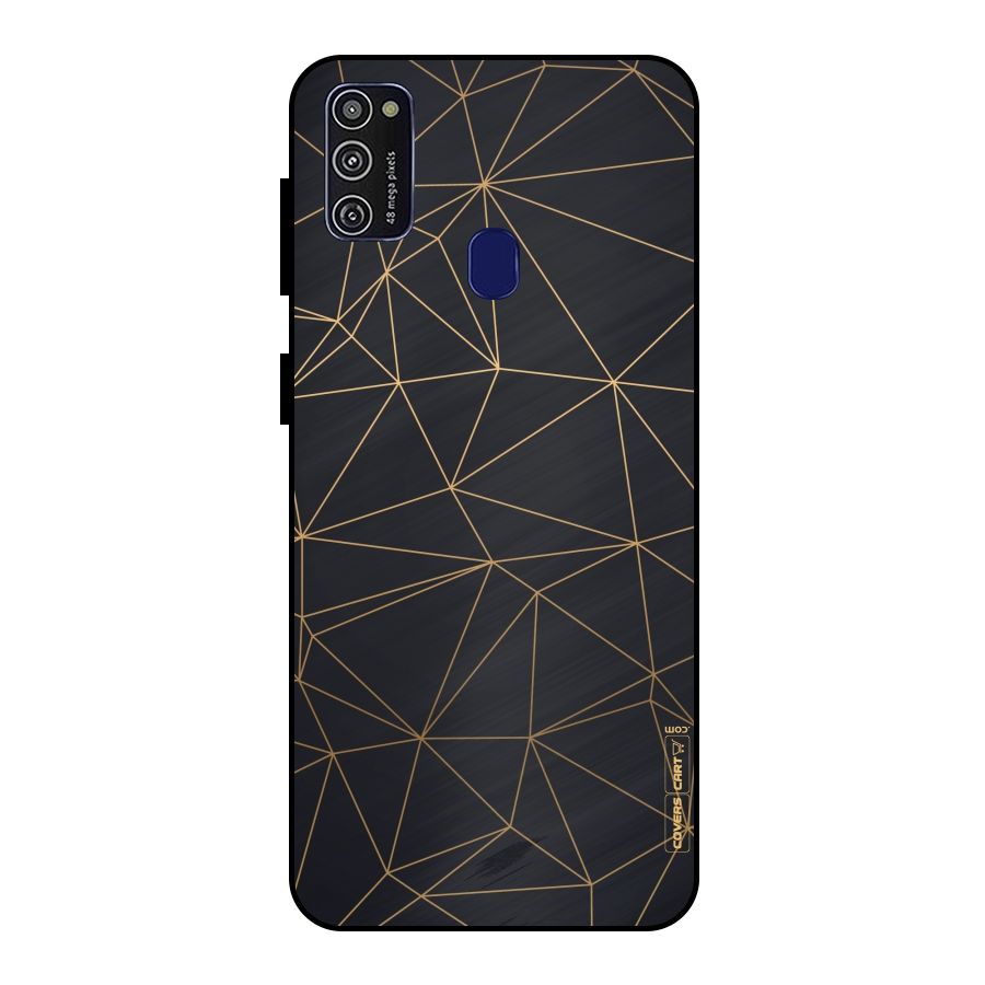 Black Golden Lines Metal Back Case for Galaxy M30s