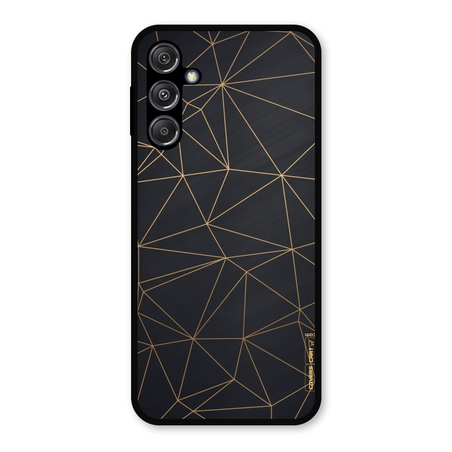 Black Golden Lines Metal Back Case for Galaxy M34 5G
