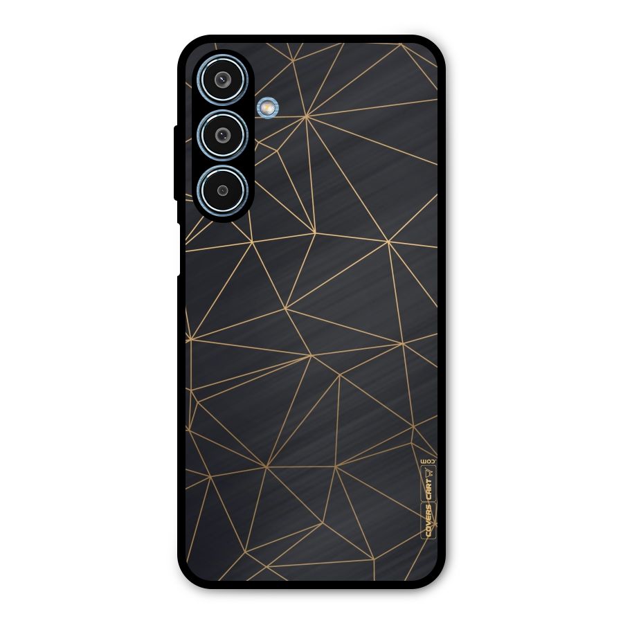 Black Golden Lines Metal Back Case for Galaxy M35
