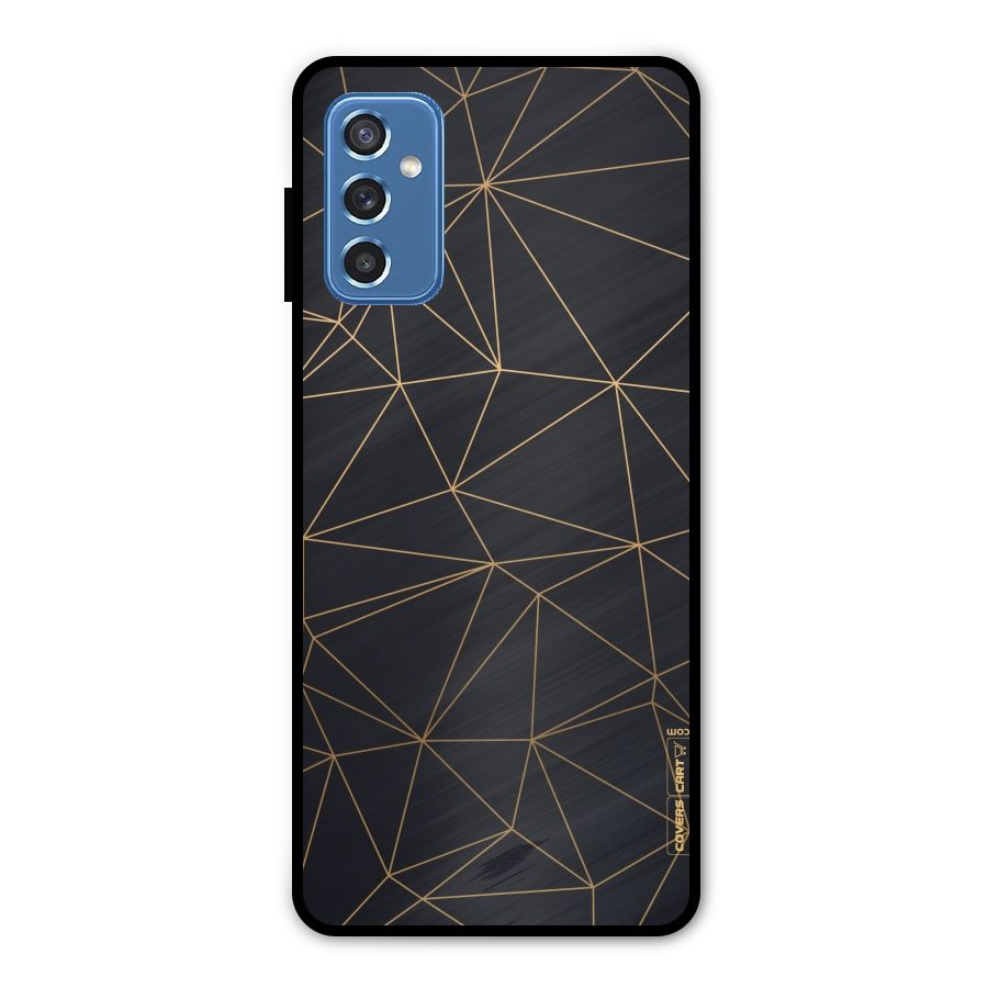 Black Golden Lines Metal Back Case for Galaxy M52 5G