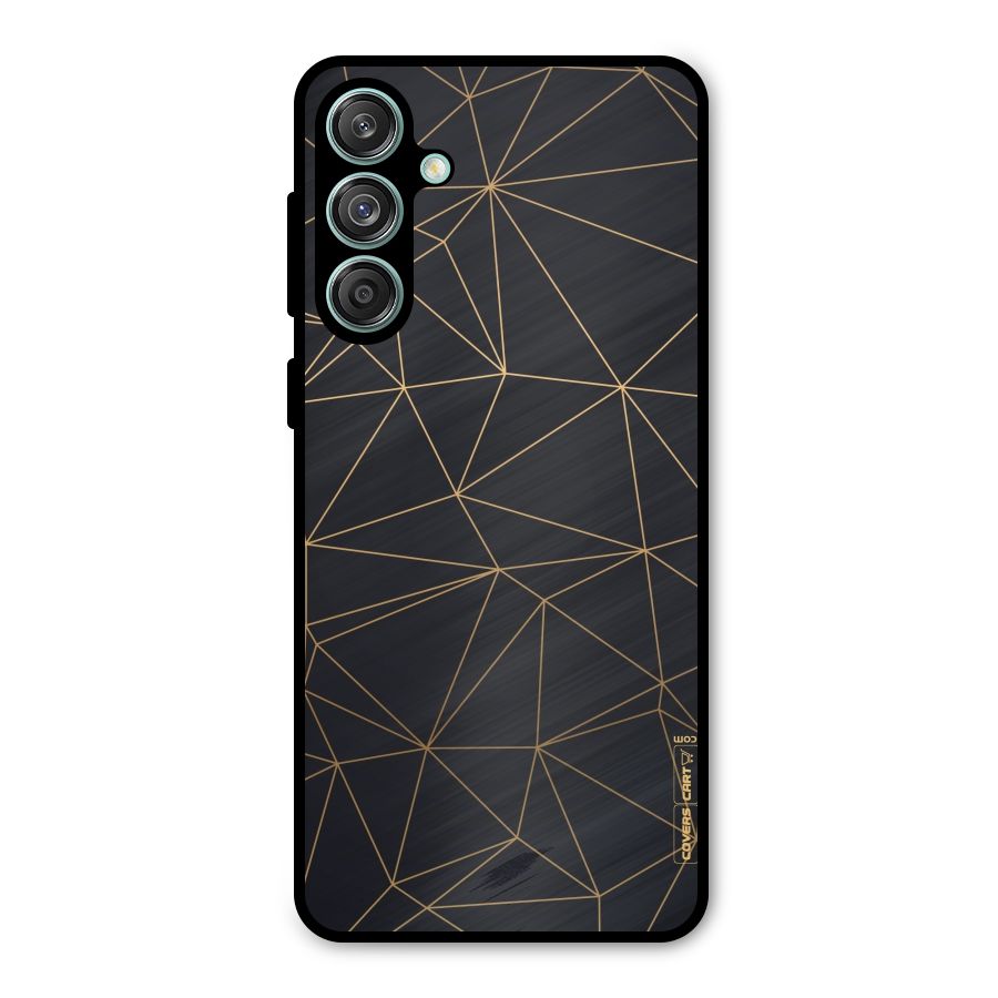 Black Golden Lines Metal Back Case for Galaxy M55 5G