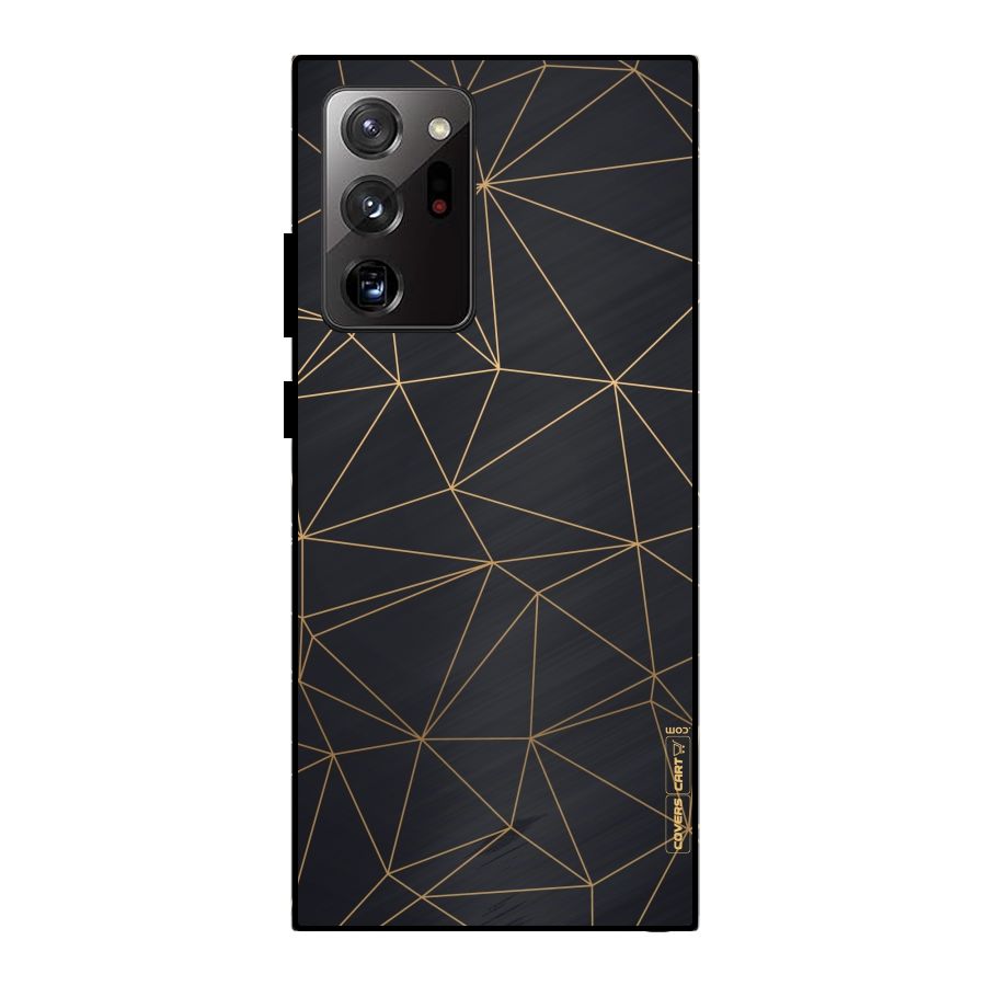 Black Golden Lines Metal Back Case for Galaxy Note 20 Ultra 5G