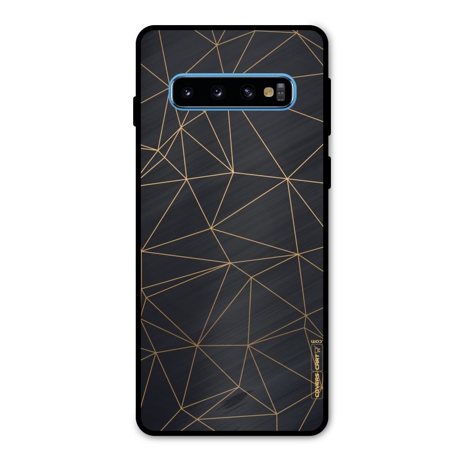 Black Golden Lines Metal Back Case for Galaxy S10