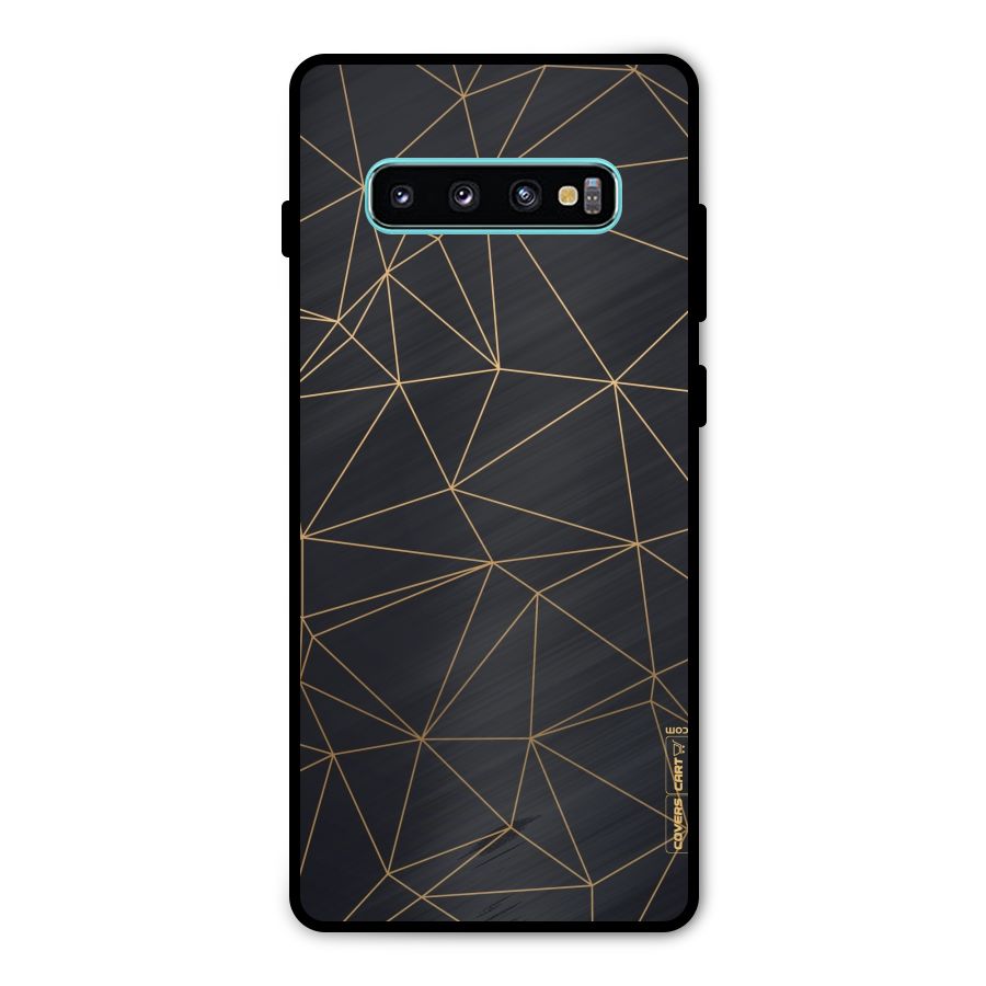 Black Golden Lines Metal Back Case for Galaxy S10 Plus