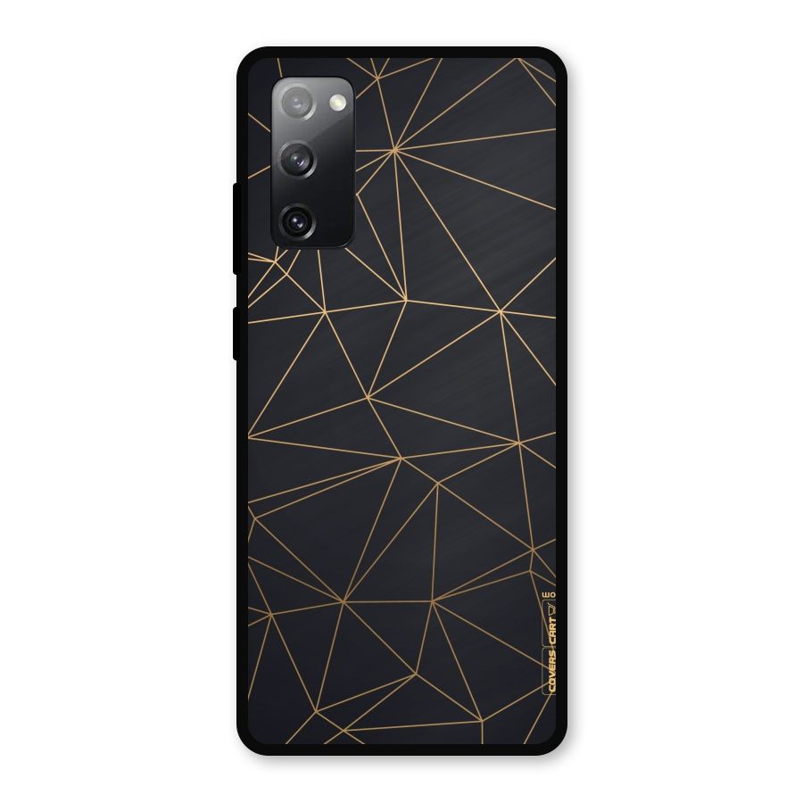 Black Golden Lines Metal Back Case for Galaxy S20 FE 5G