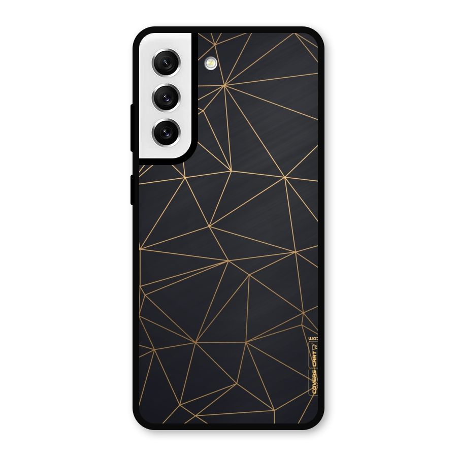 Black Golden Lines Metal Back Case for Galaxy S21 FE 5G