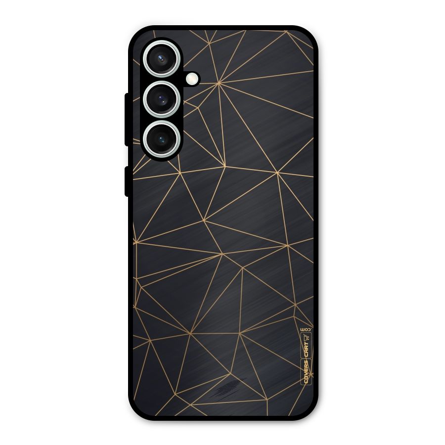Black Golden Lines Metal Back Case for Galaxy S23 FE