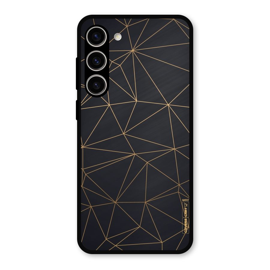 Black Golden Lines Metal Back Case for Galaxy S23 Plus