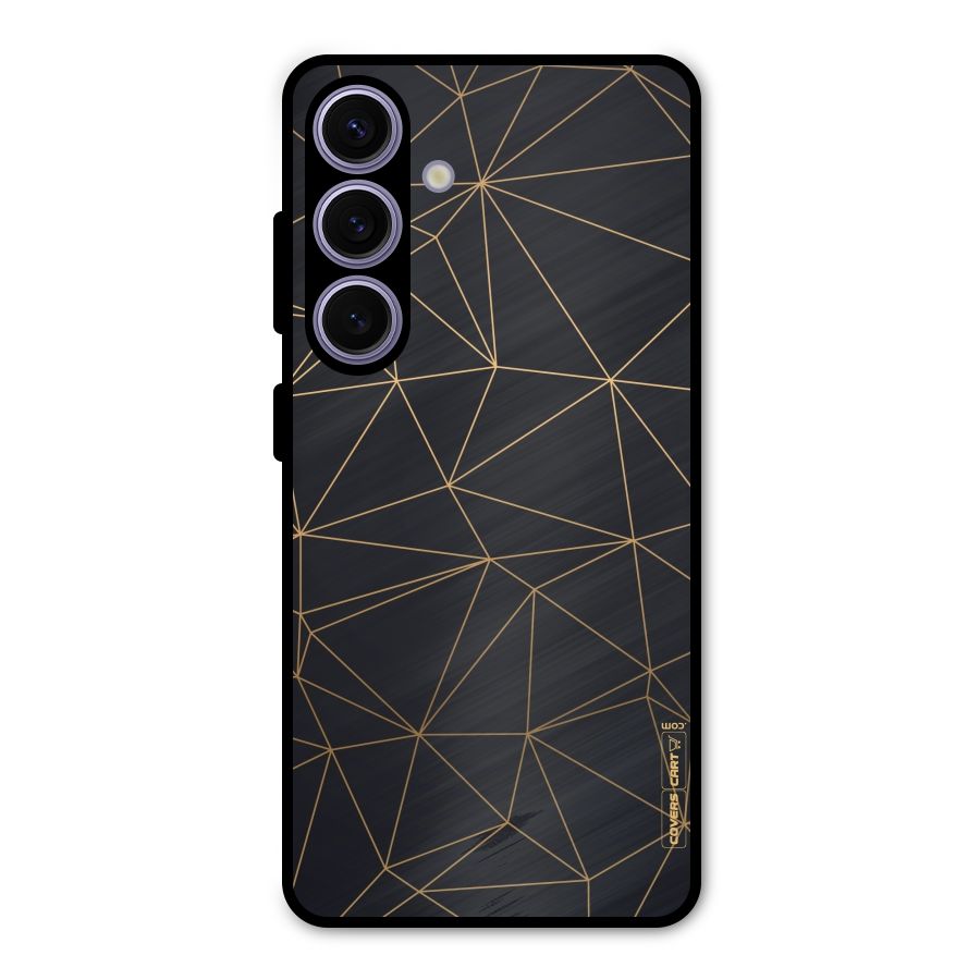 Black Golden Lines Metal Back Case for Galaxy S24