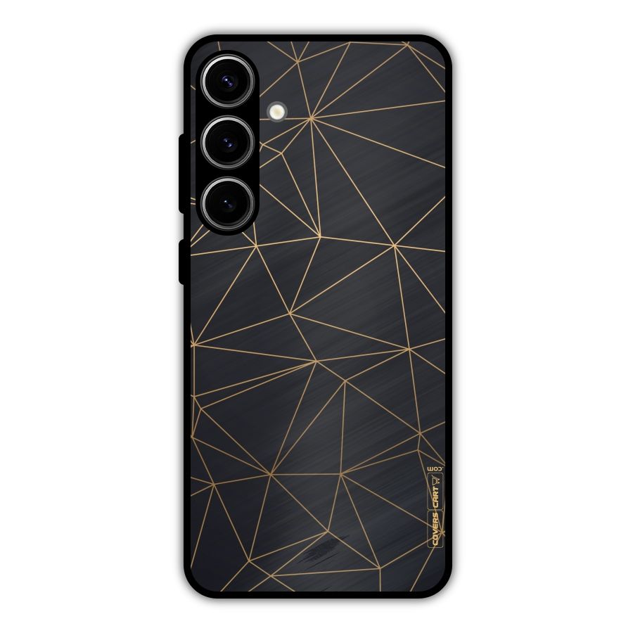 Black Golden Lines Metal Back Case for Galaxy S24 Plus
