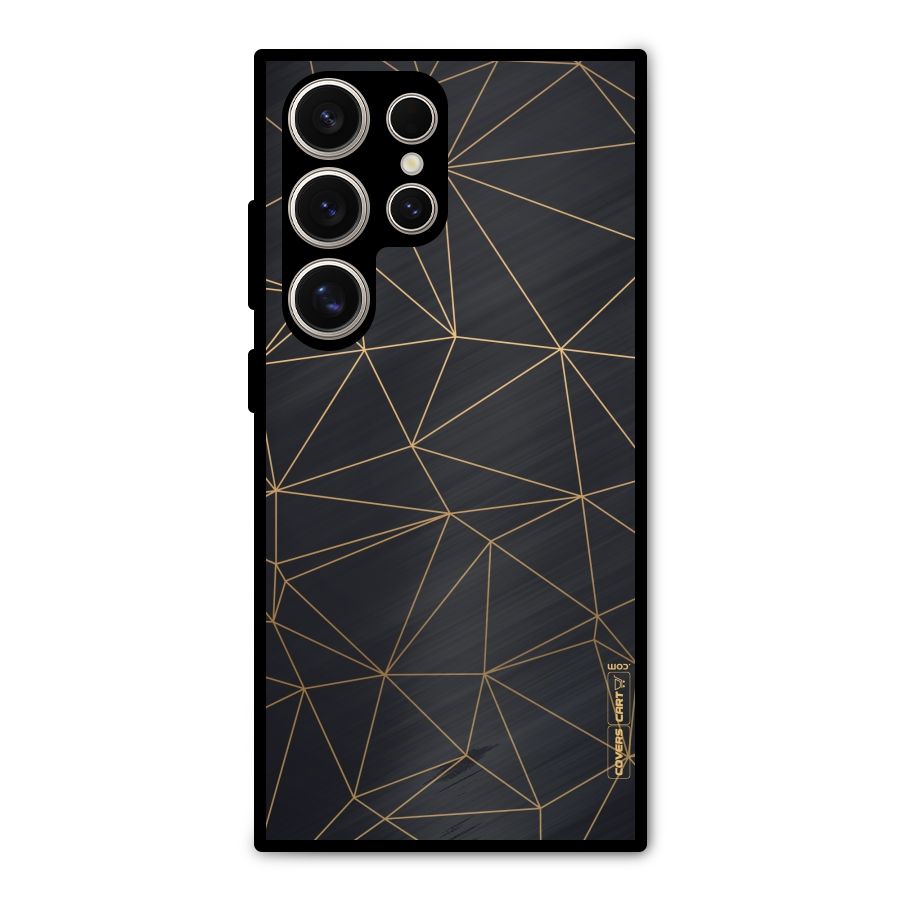 Black Golden Lines Metal Back Case for Galaxy S24 Ultra