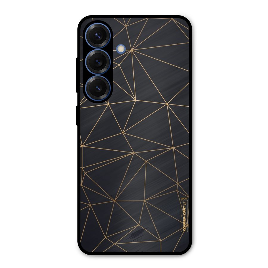 Black Golden Lines Metal Back Case for Galaxy S25