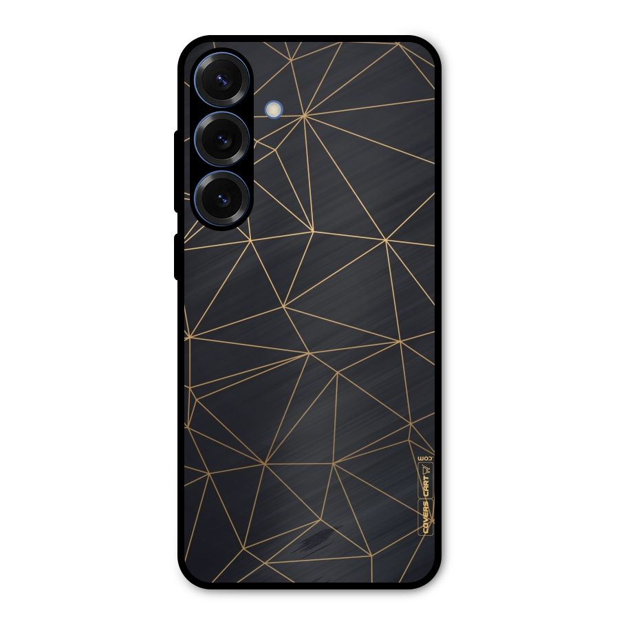 Black Golden Lines Metal Back Case for Galaxy S25 Plus