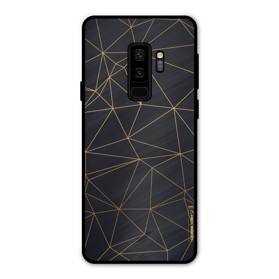 Black Golden Lines Metal Back Case for Galaxy S9 Plus