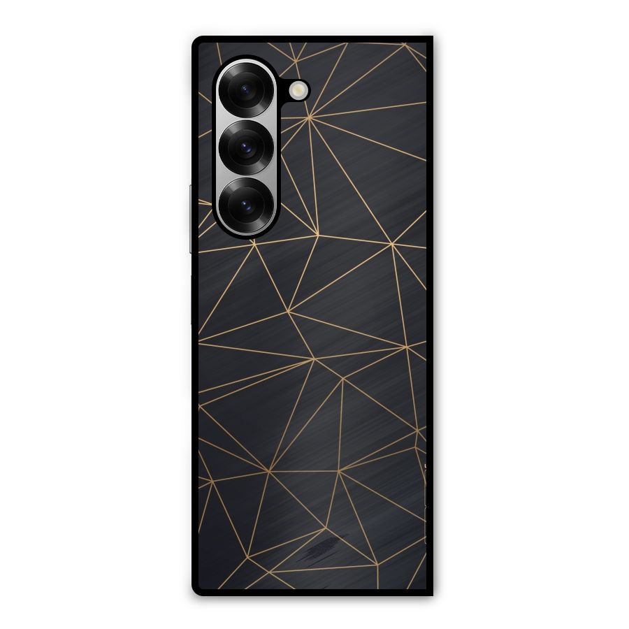 Black Golden Lines Metal Back Case for Galaxy Z Fold6