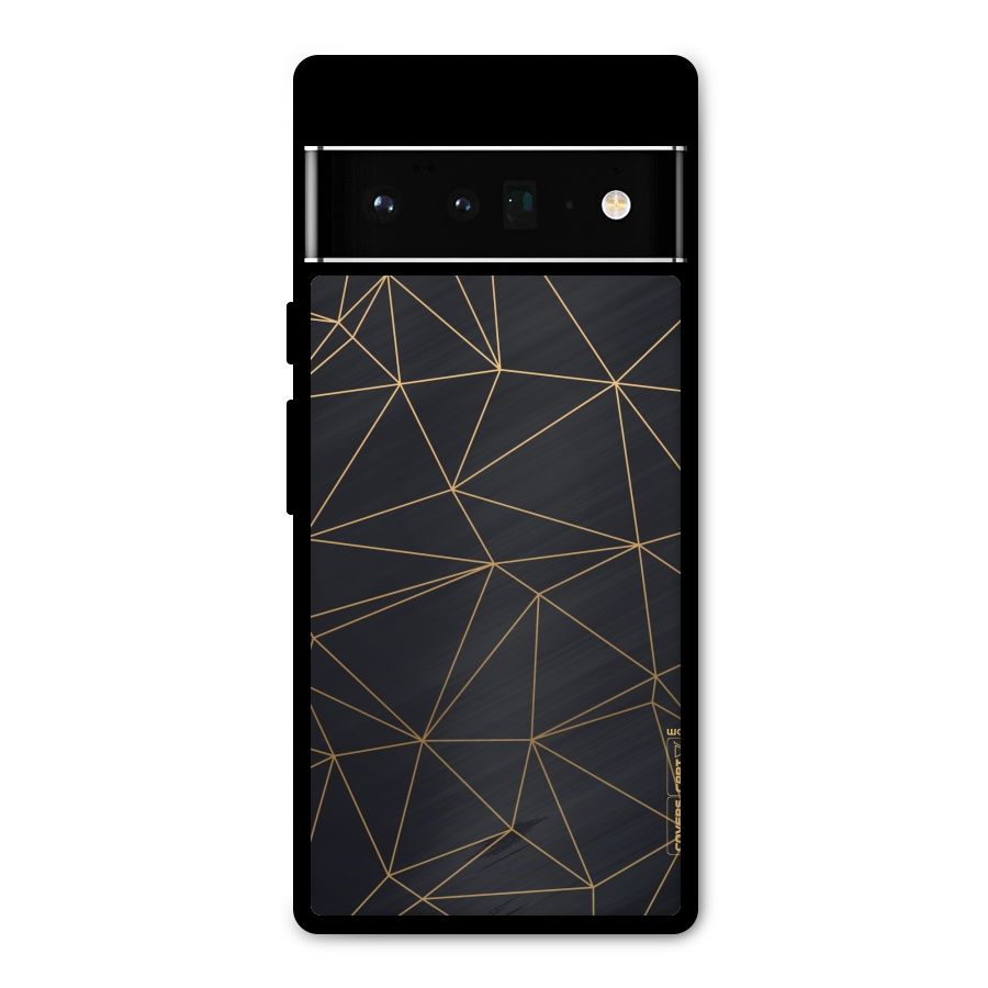 Black Golden Lines Metal Back Case for Google Pixel 6 Pro
