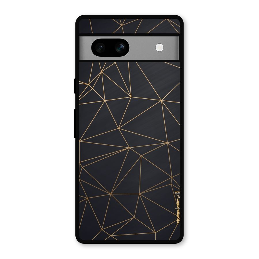 Black Golden Lines Metal Back Case for Google Pixel 7a