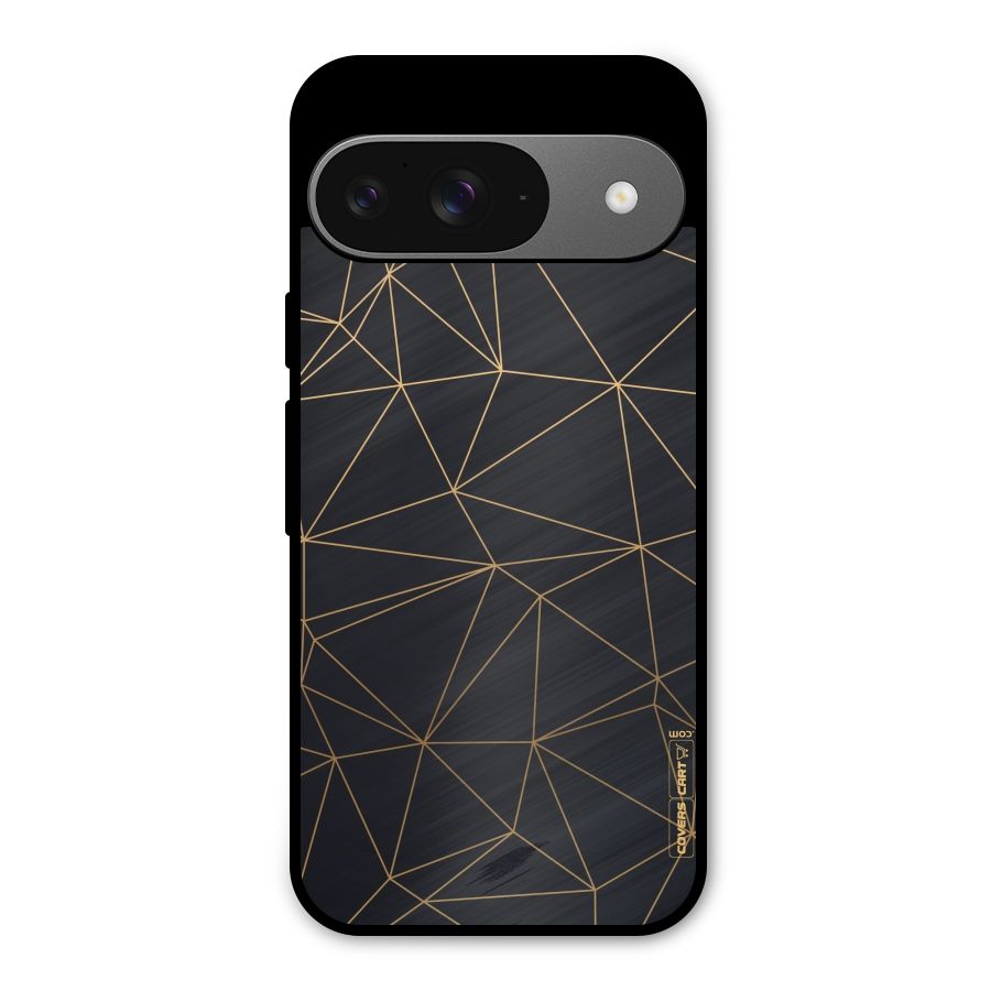 Black Golden Lines Metal Back Case for Google Pixel 9