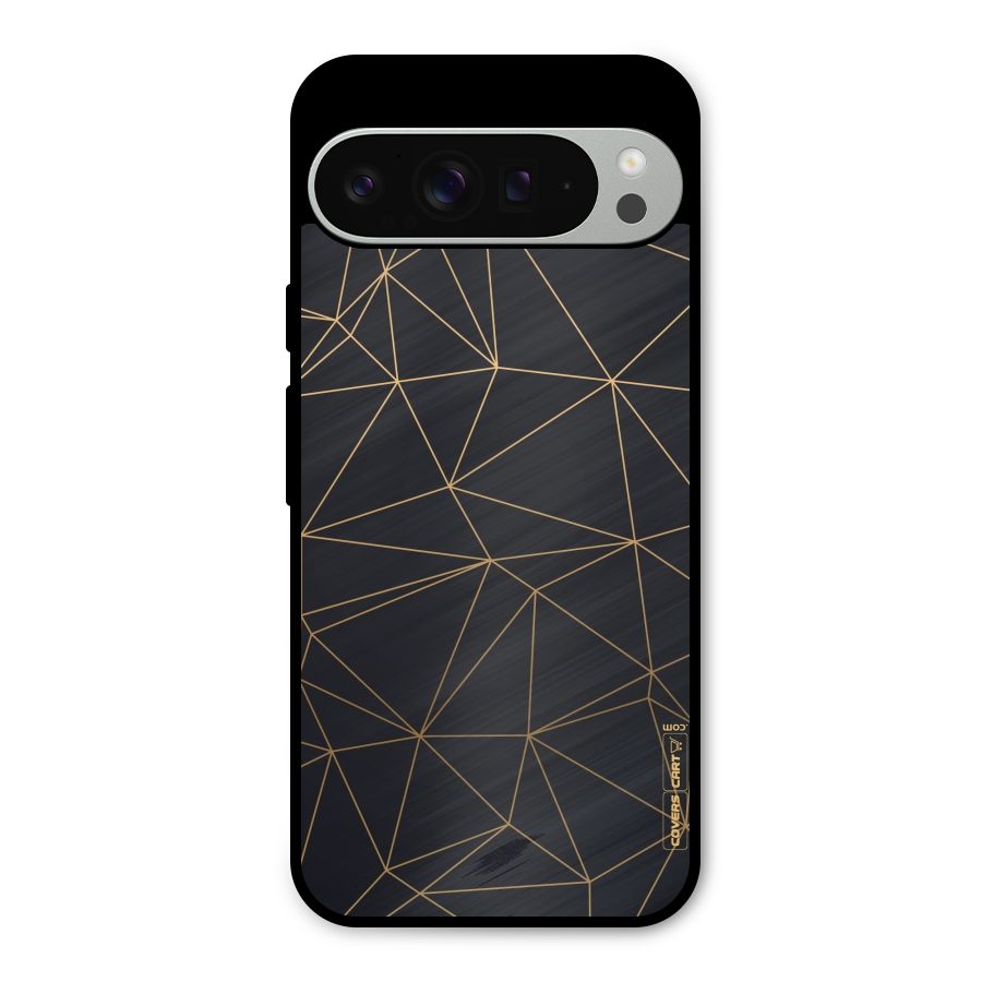 Black Golden Lines Metal Back Case for Google Pixel 9 Pro XL