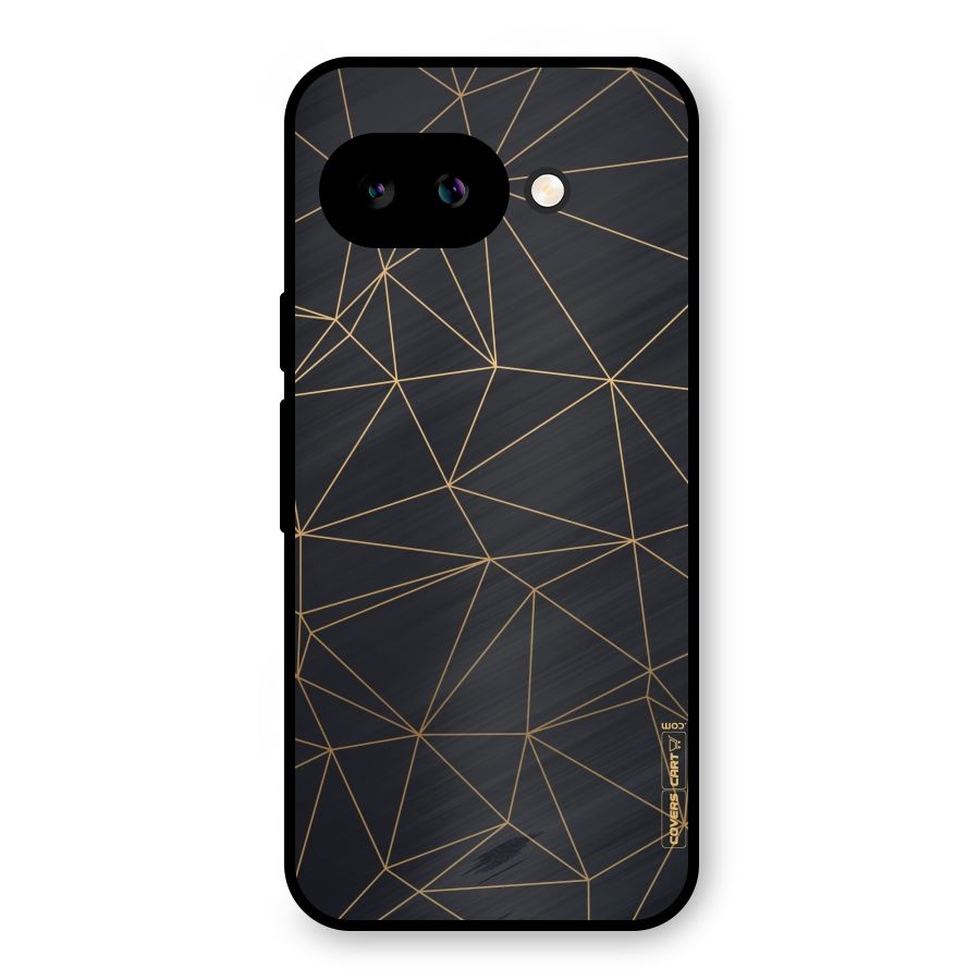 Black Golden Lines Metal Back Case for Google Pixel 9a