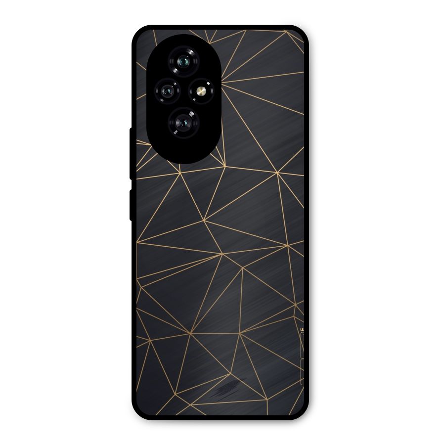 Black Golden Lines Metal Back Case for Honor 200
