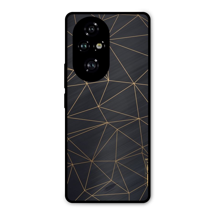 Black Golden Lines Metal Back Case for Honor 200 Pro