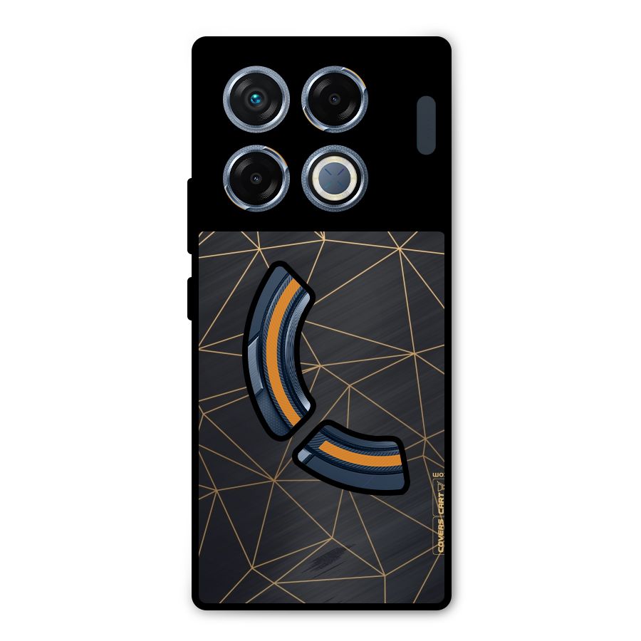Black Golden Lines Metal Back Case for Infinix GT 20 Pro