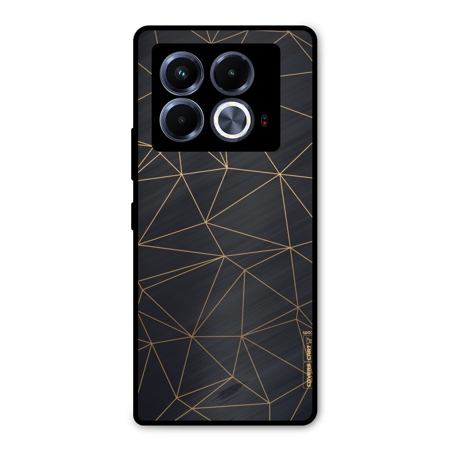 Black Golden Lines Metal Back Case for Infinix Note 40 5G