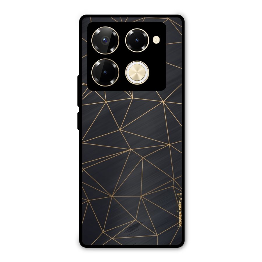 Black Golden Lines Metal Back Case for Infinix Note 40 Pro Plus