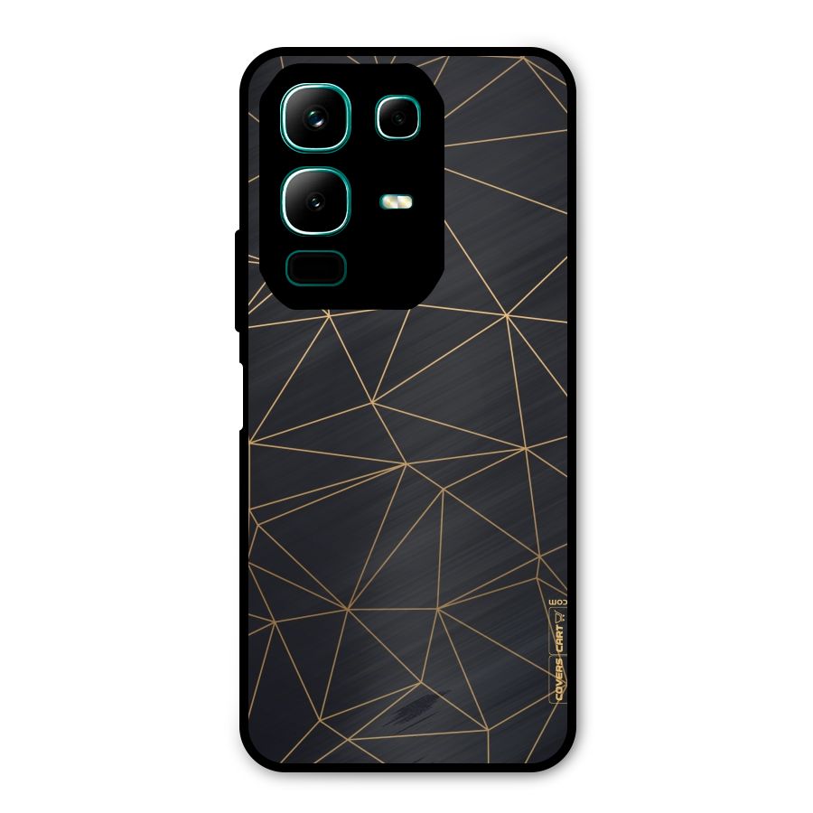 Black Golden Lines Metal Back Case for Infinix Note 50x