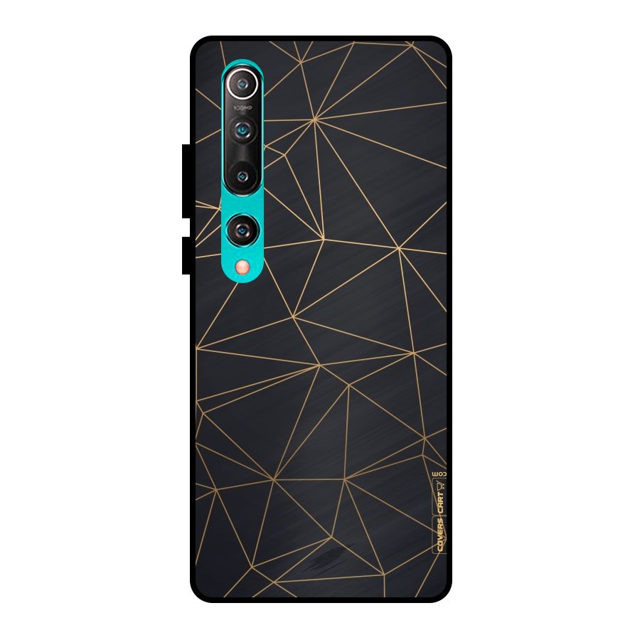 Black Golden Lines Metal Back Case for Mi 10