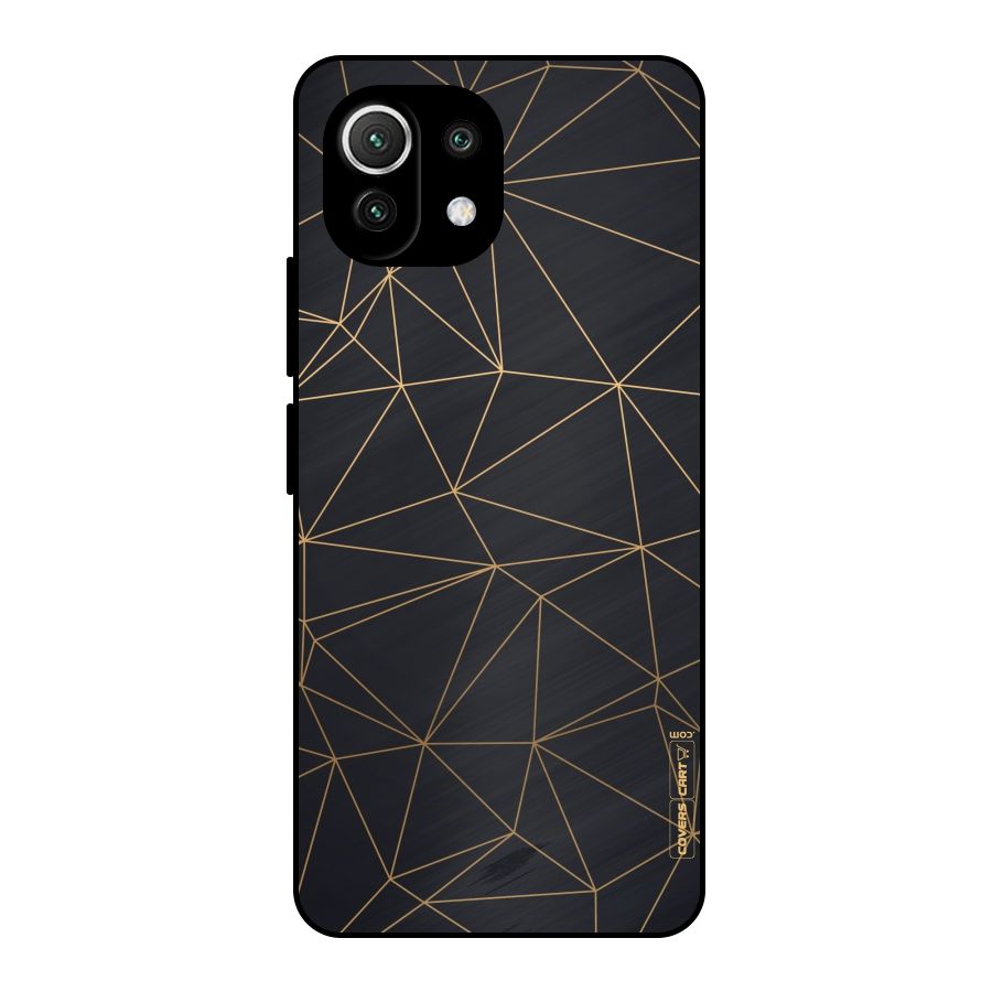 Black Golden Lines Metal Back Case for Mi 11 Lite
