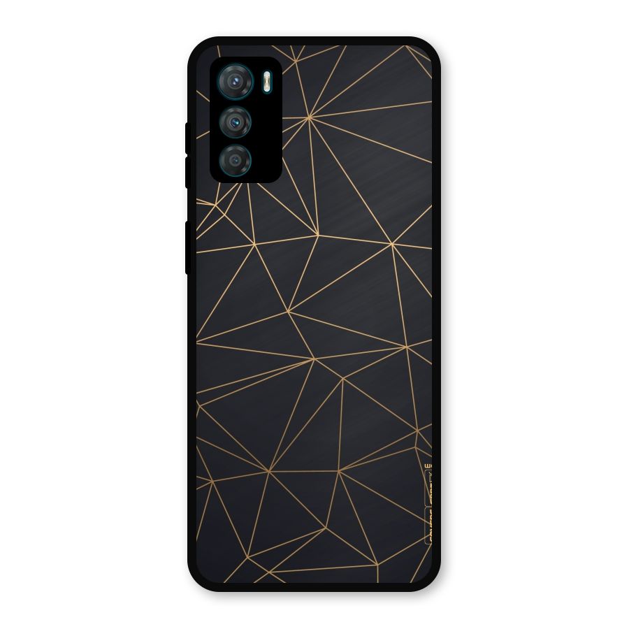 Black Golden Lines Metal Back Case for Moto G42