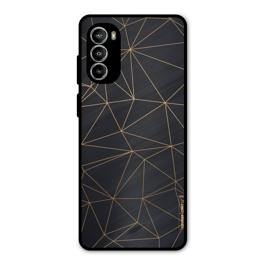 Black Golden Lines Metal Back Case for Moto G52