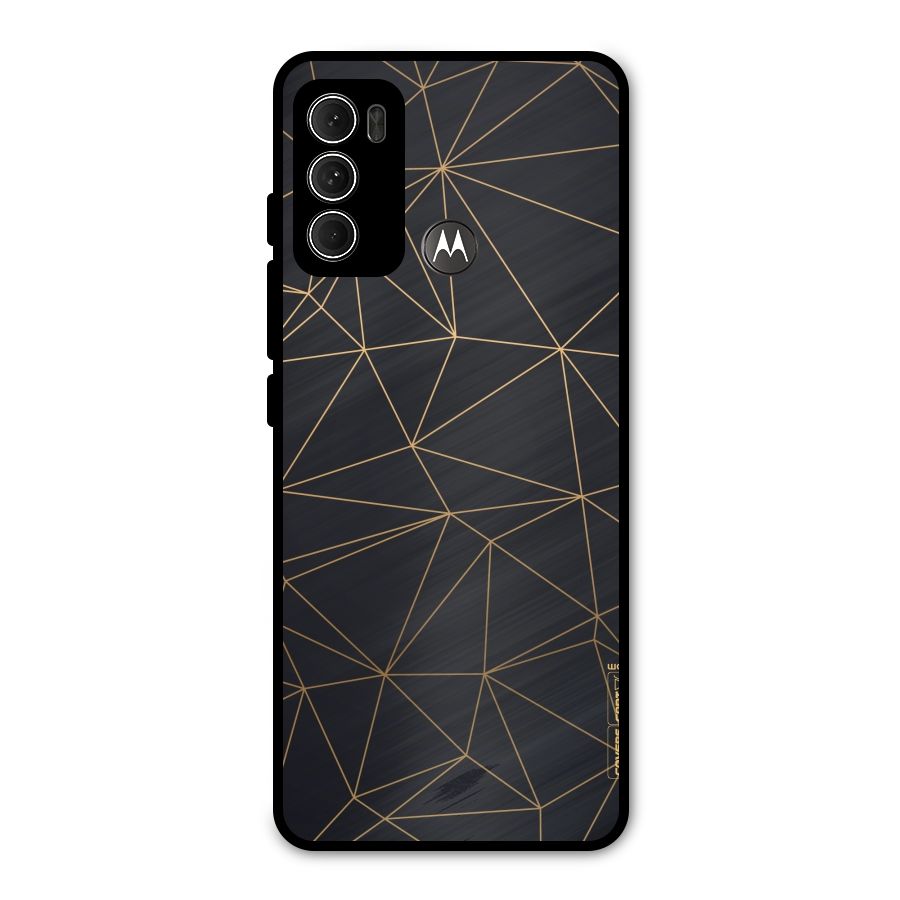 Black Golden Lines Metal Back Case for Moto G60