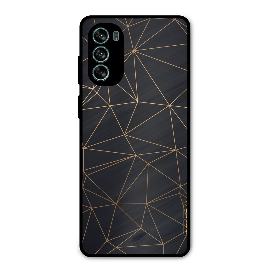 Black Golden Lines Metal Back Case for Moto G62