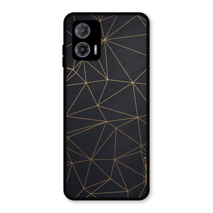 Black Golden Lines Metal Back Case for Moto G73