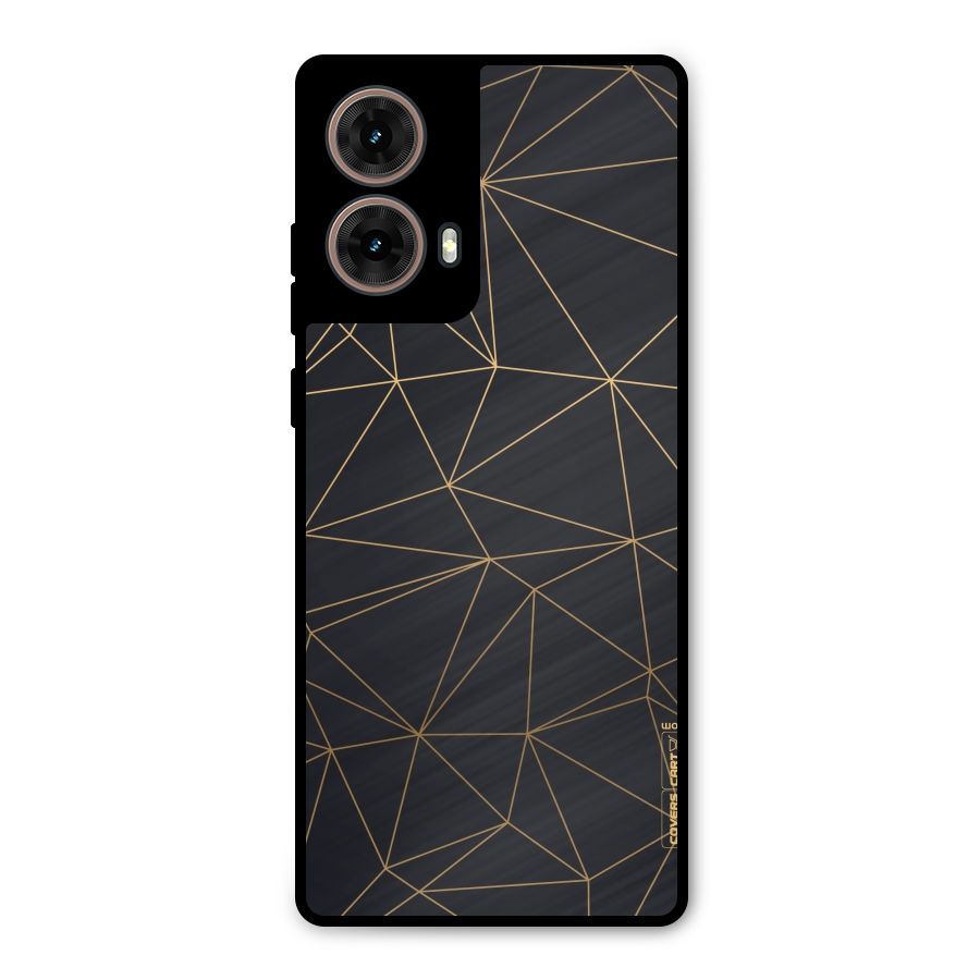 Black Golden Lines Metal Back Case for Moto G85