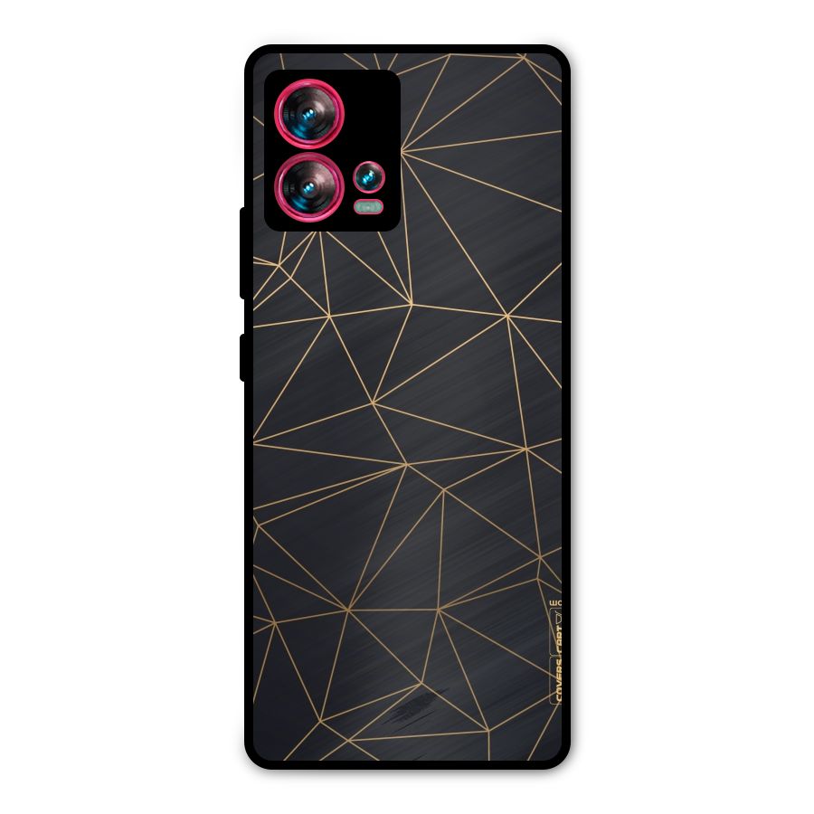 Black Golden Lines Metal Back Case for Motorola Edge 30 Fusion