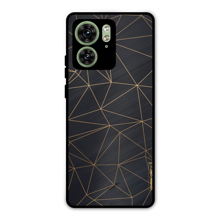 Black Golden Lines Metal Back Case for Motorola Edge 40 5G